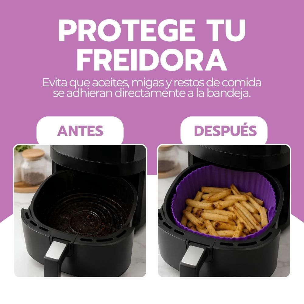 Cesta Silicona Freidora Aire Bandeja Rosa Circular