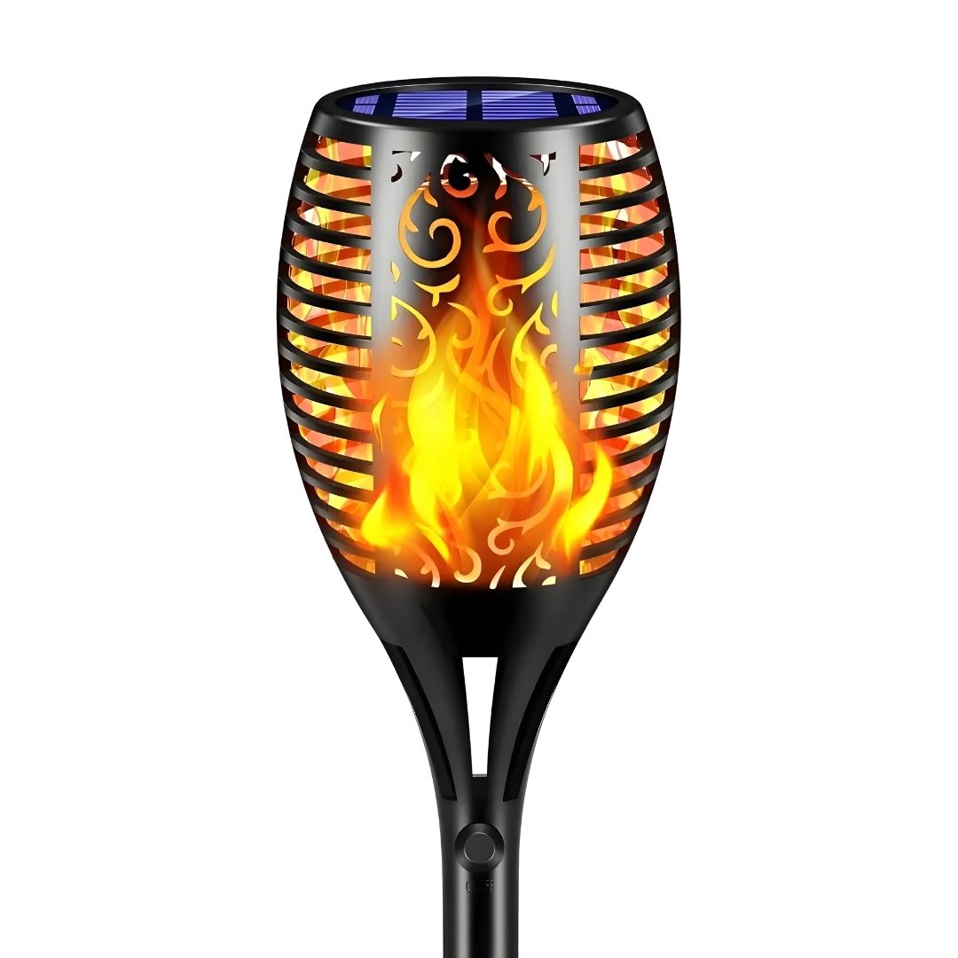 Lampara Solar Antorcha Para Jardín Estaca Efecto Fuego IP65
