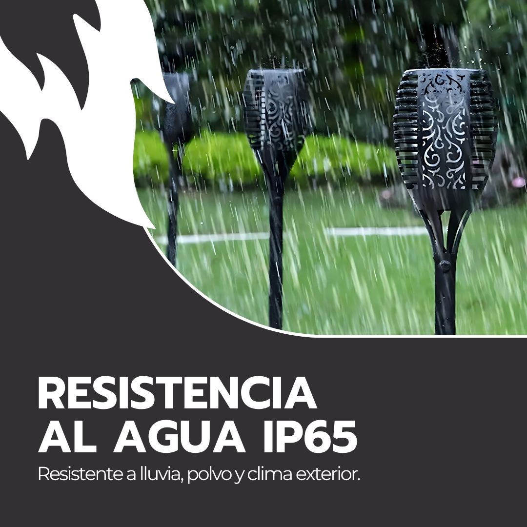 Lampara Solar Antorcha Para Jardín Estaca Efecto Fuego IP65