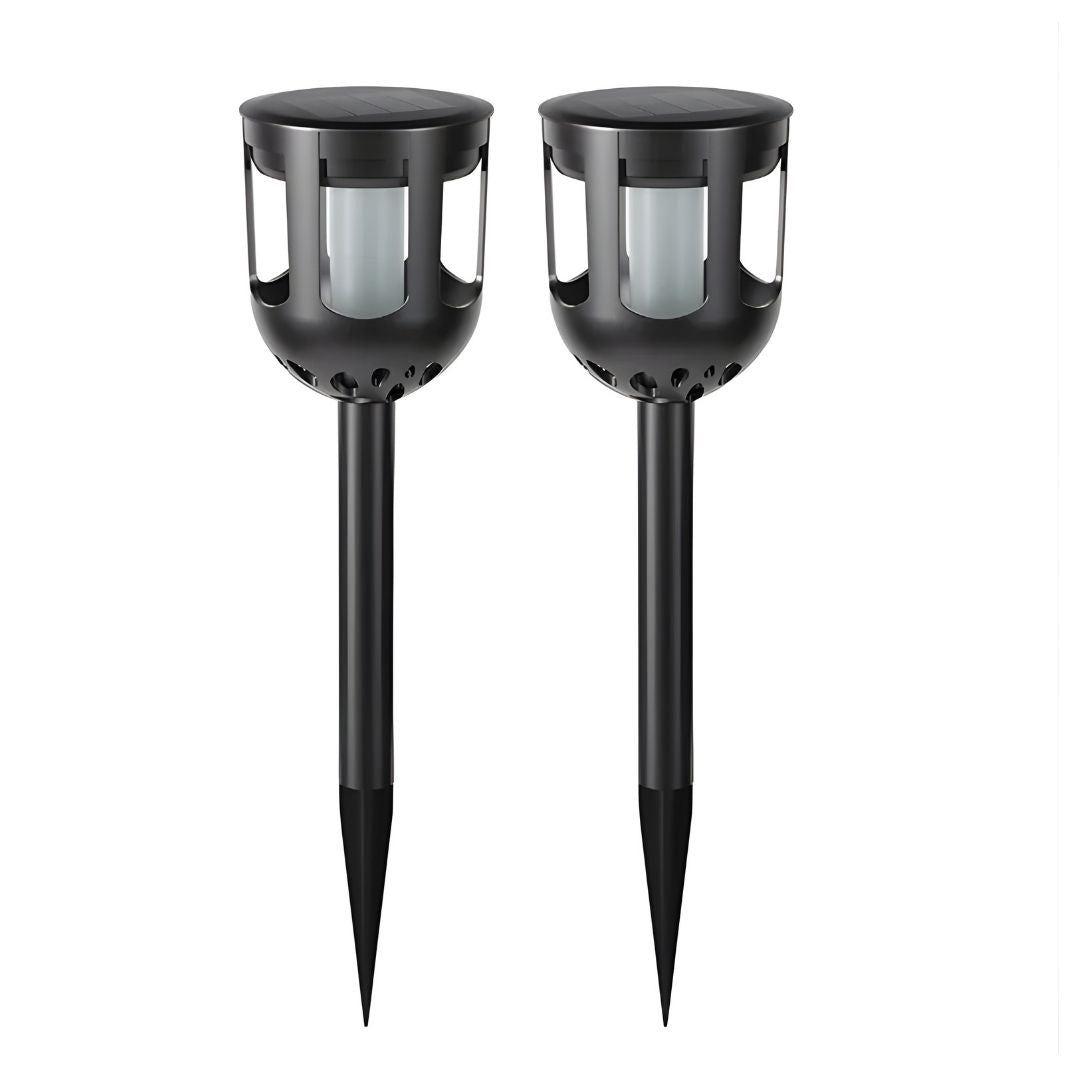 Pack X2 Lámpara Solar Led Estaca Antorcha Jardín Parque