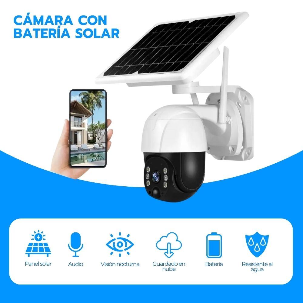 Cámara de Seguridad Solar IP66 5MP con Visión Nocturna