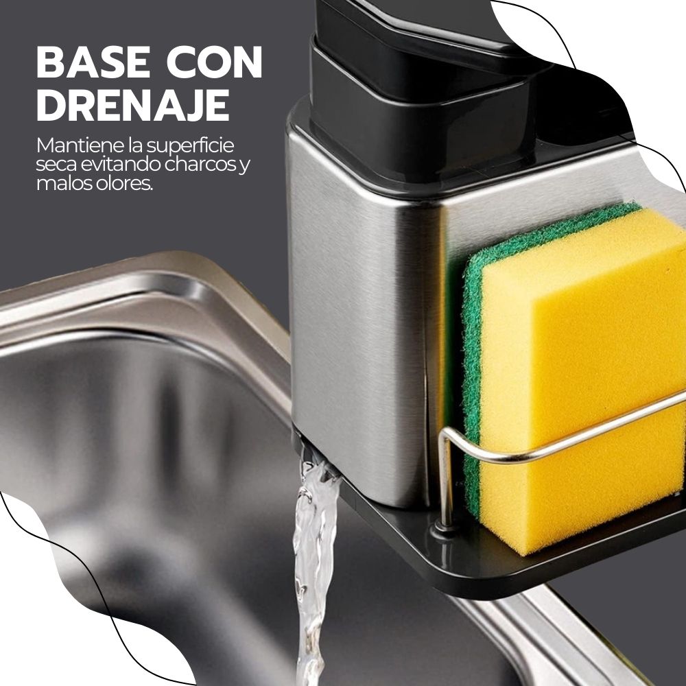 Soporte de Utensilios 3 en 1 Acero inoxidable + Dispensador