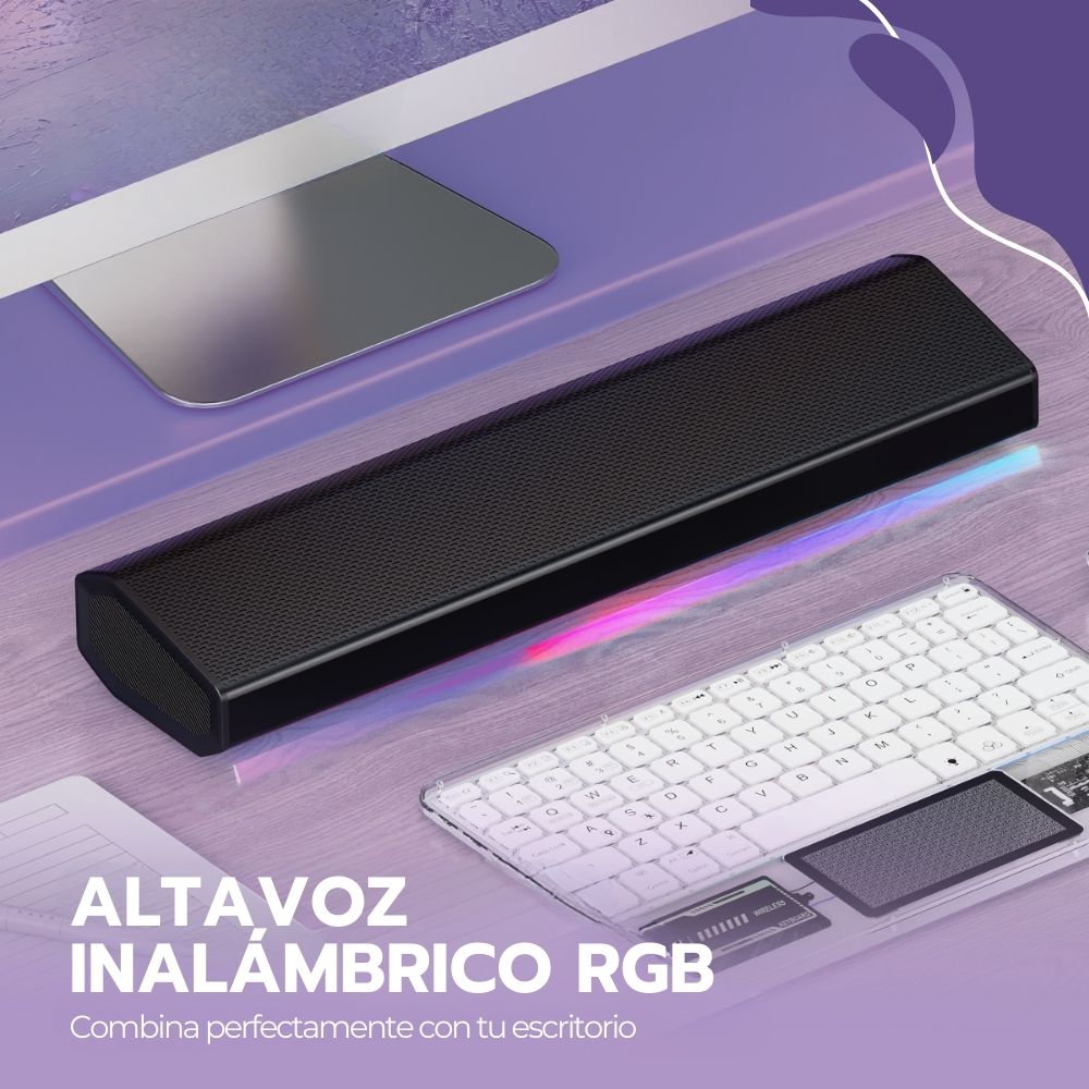 Barra de Sonido Parlante Inalámbrico 5.3 Negro + Luces RGB
