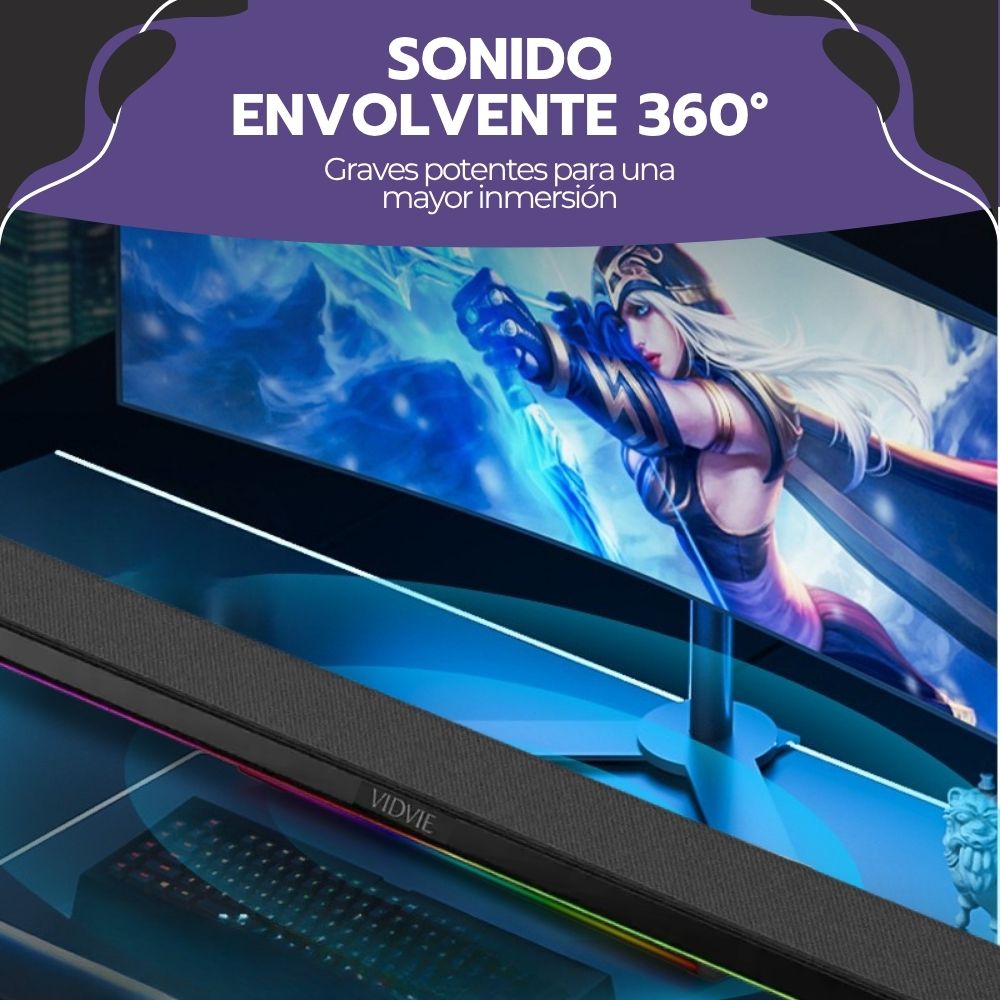 Barra de Sonido Bluetooth 5.3 Soundbar 80cm con Luces RGB