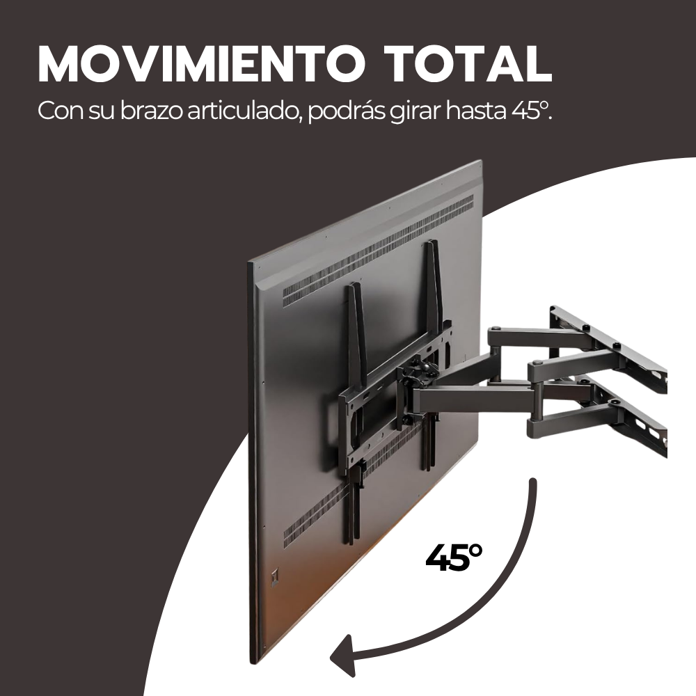 Soporte TV Full Motion 26–90" Acero Reforzado Giro 120