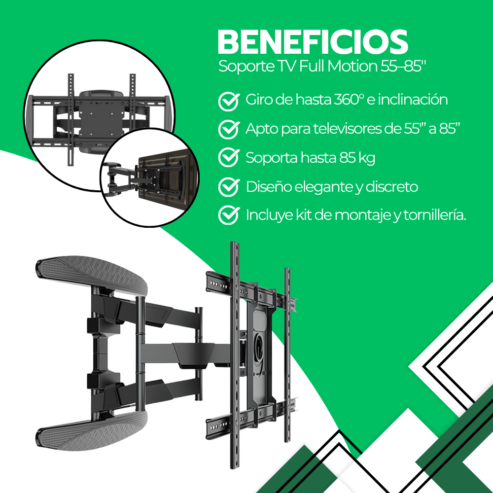 Soporte TV Profesional 55-85" Acero Reforzado 360°