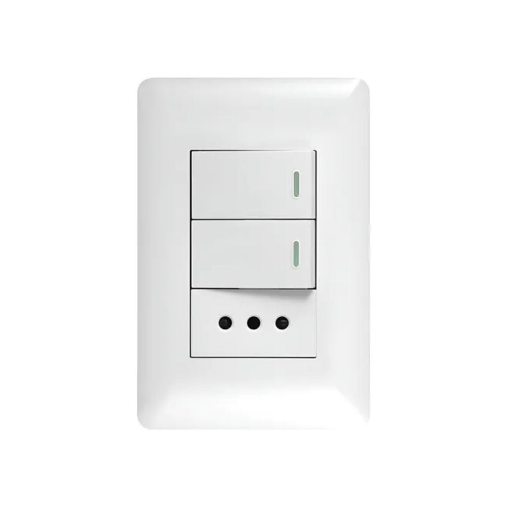 Enfunche + 2 interruptores 10A 250V Blanco Hogar y Oficina