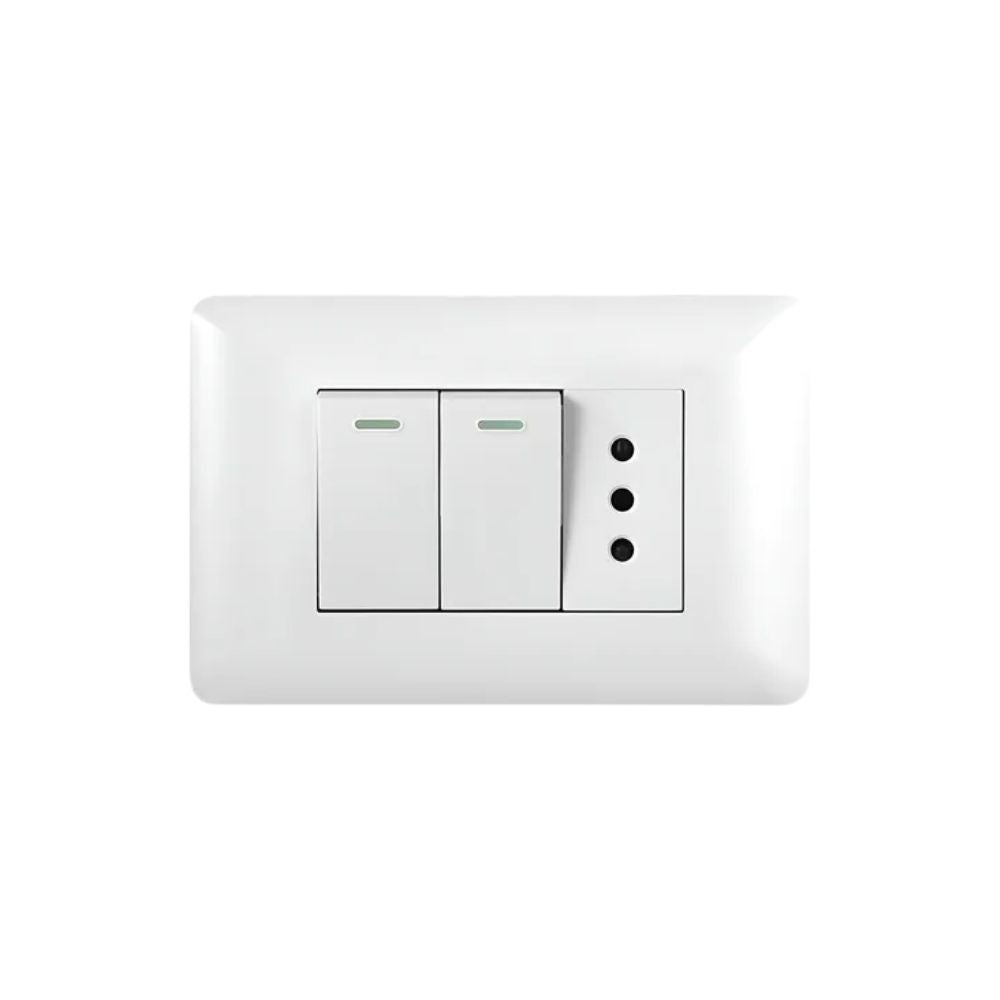 Enfunche + 2 interruptores 10A 250V Blanco Hogar y Oficina