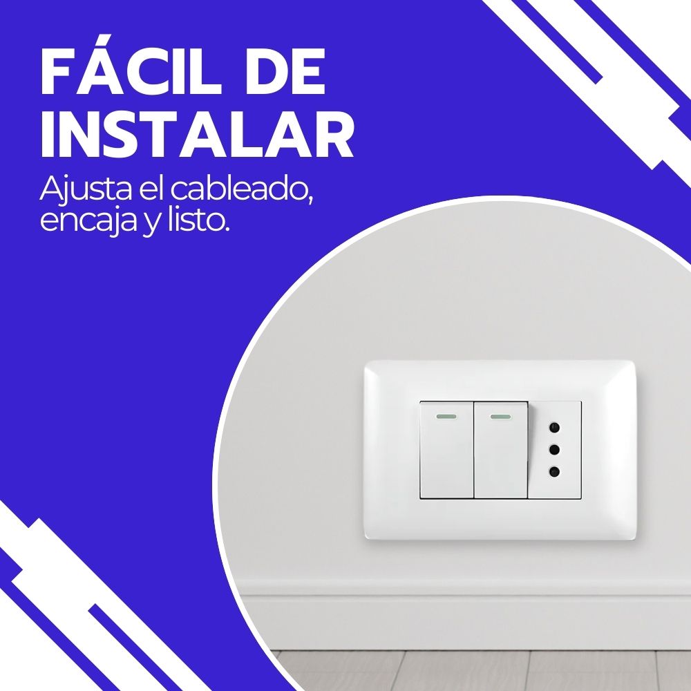 Enfunche + 2 interruptores 10A 250V Blanco Hogar y Oficina