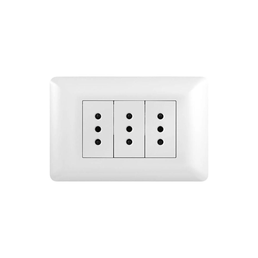 Enchufe Tomacorriente Triple 250V Blanco Hogar y Oficina