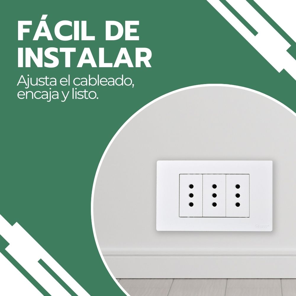 Enchufe Tomacorriente Triple 250V Blanco Hogar y Oficina