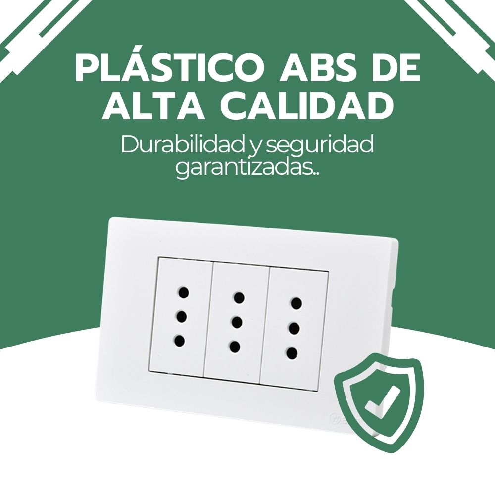 Enchufe Tomacorriente Triple 250V Blanco Hogar y Oficina
