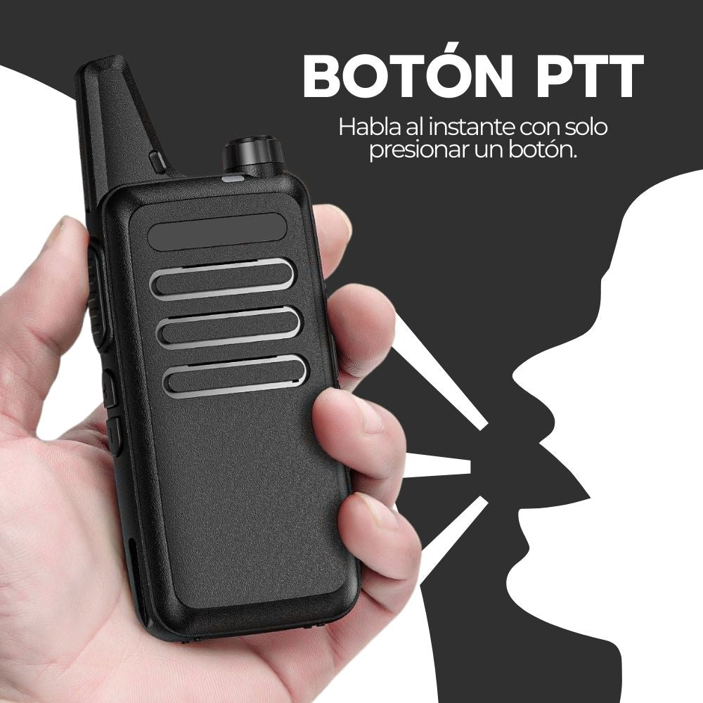 Walkie Talkie Transmisor Profesional FM Recargable Negro
