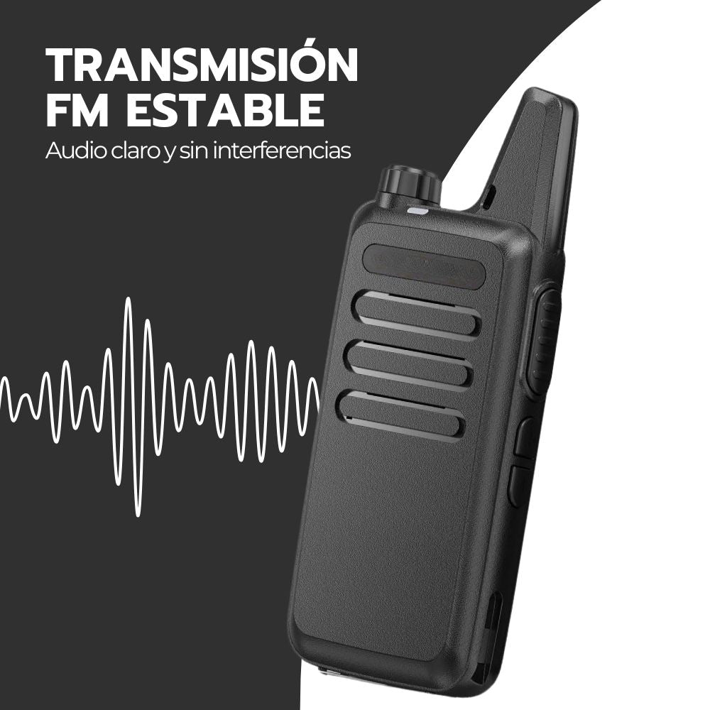 Walkie Talkie Transmisor Profesional FM Recargable Negro