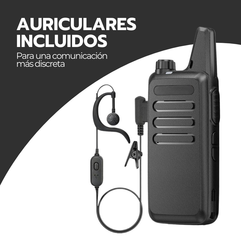 Walkie Talkie Transmisor Profesional FM Recargable Negro
