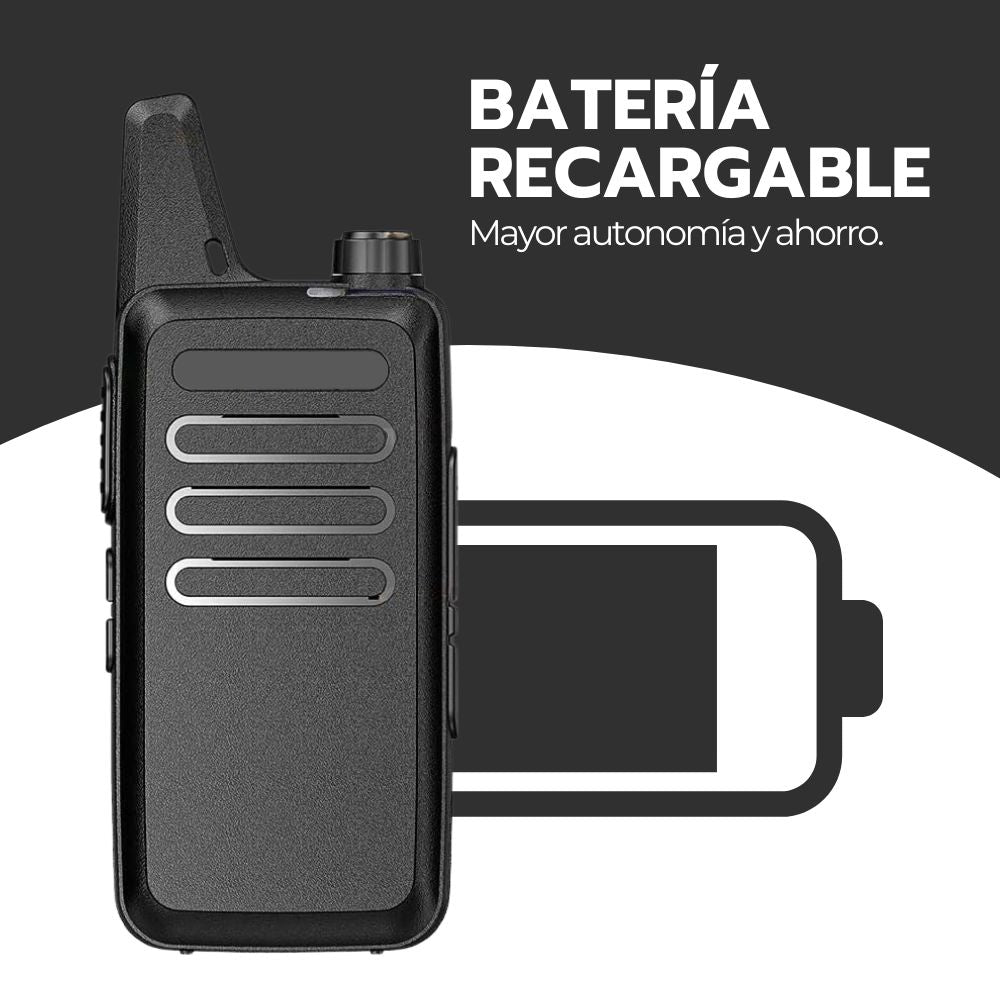 Walkie Talkie Transmisor Profesional FM Recargable Negro