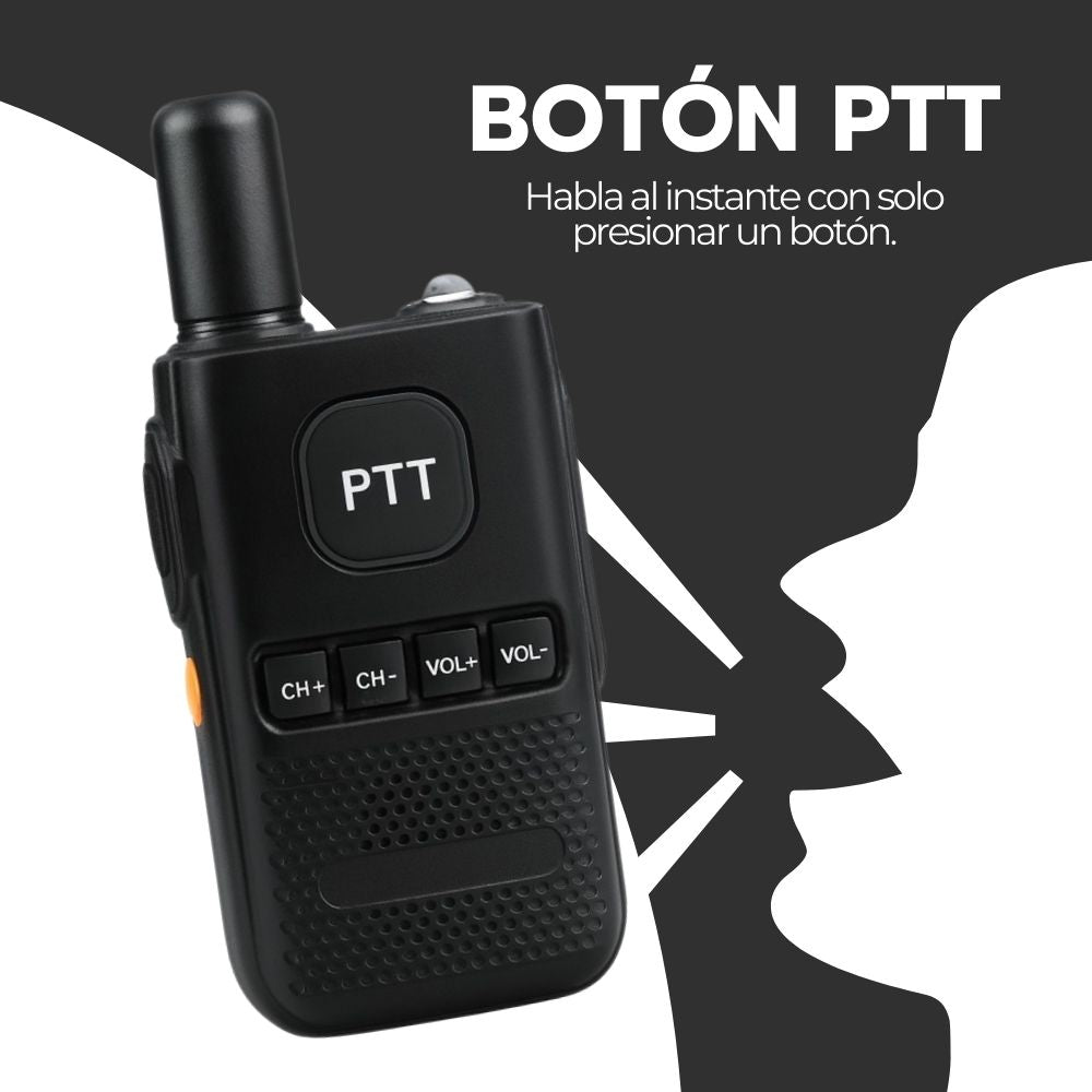 Walkie Talkie Profesional FM Recargable con Auriculares