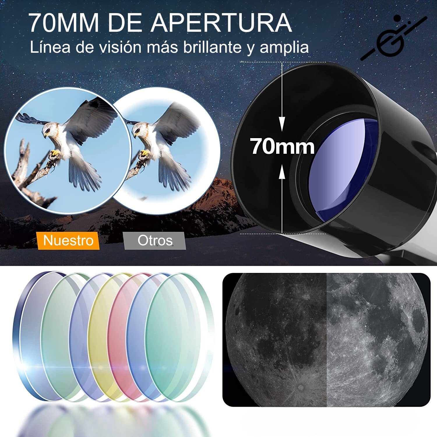 Telescopio Astronómico Profesional Monocular F40070