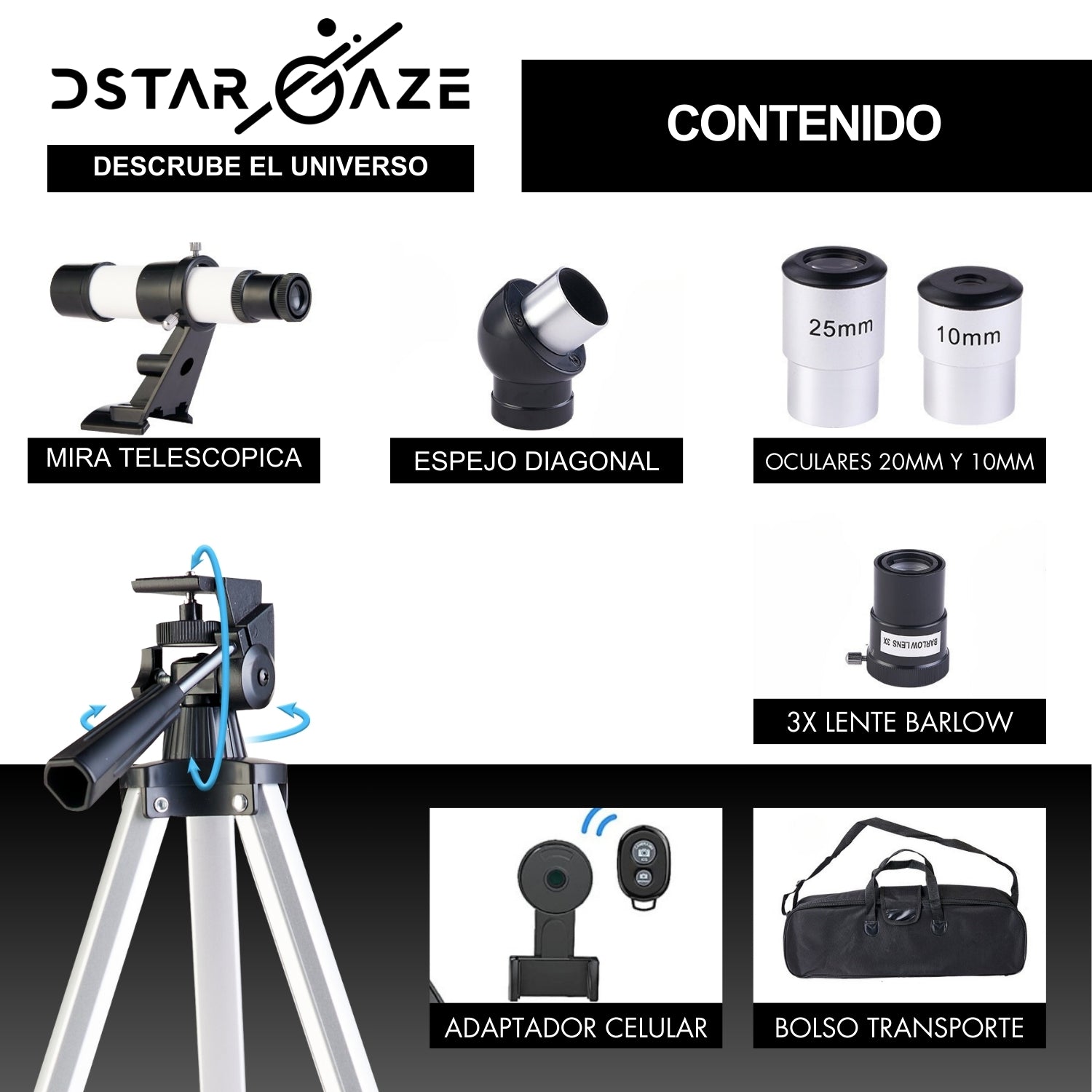 Telescopio Astronómico Profesional Monocular F40070