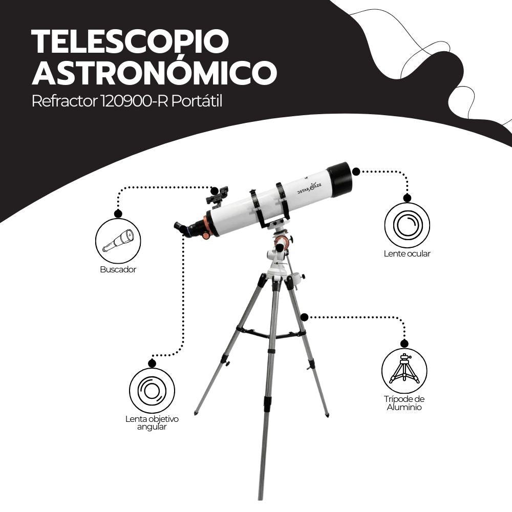 Telescopio Astronómico Refractor 120900-R Portátil