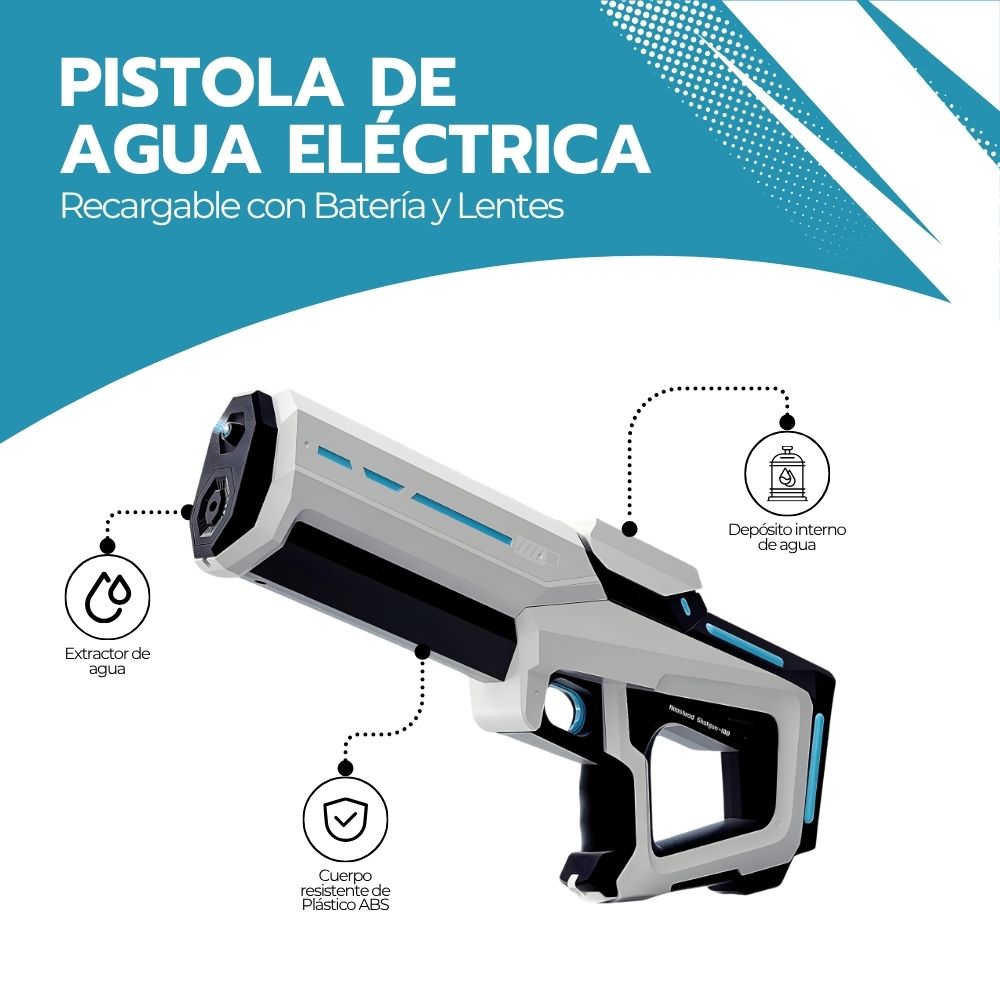 Pistola de Agua Inalámbrica Recargable con Batería y Lentes