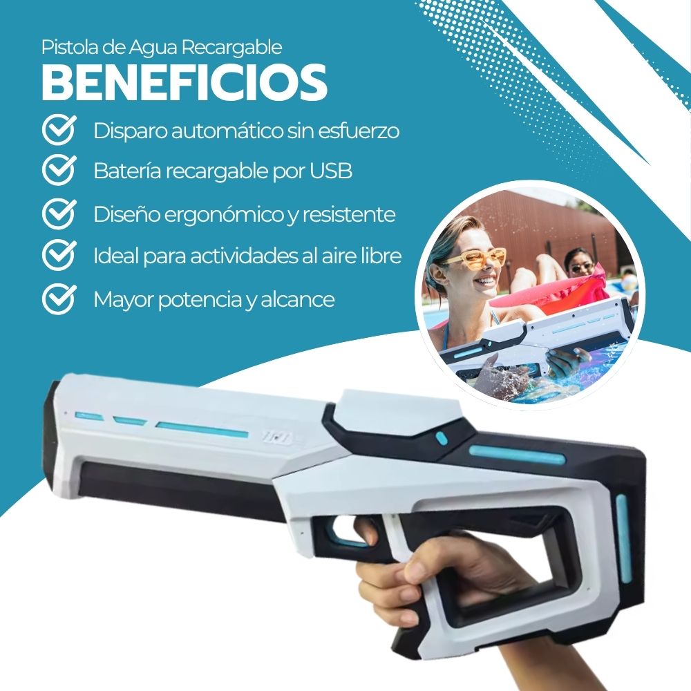Pistola de Agua Inalámbrica Recargable con Batería y Lentes