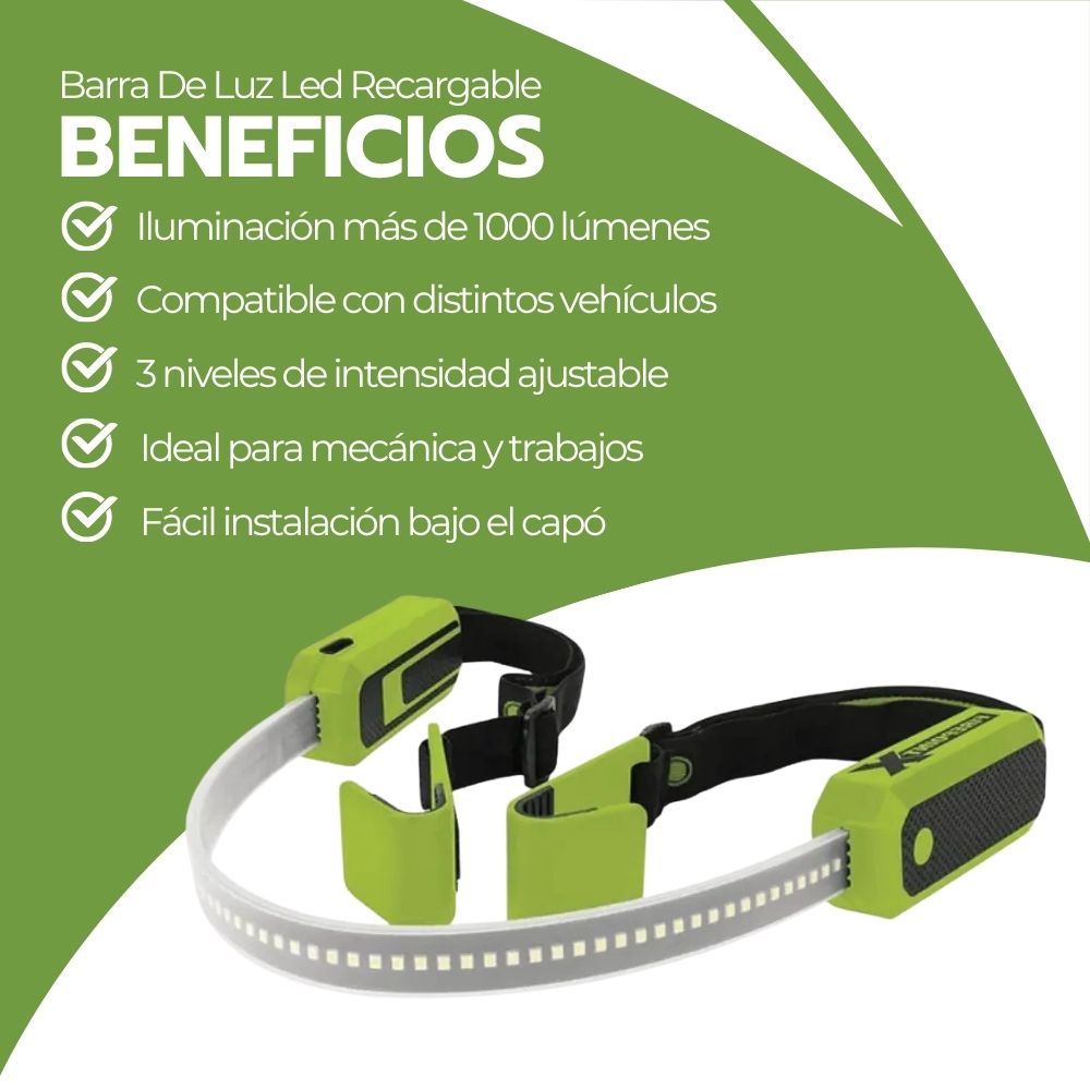 Barra De Luz Led Recargable Para Capó De Automóvil 1000 Lúm